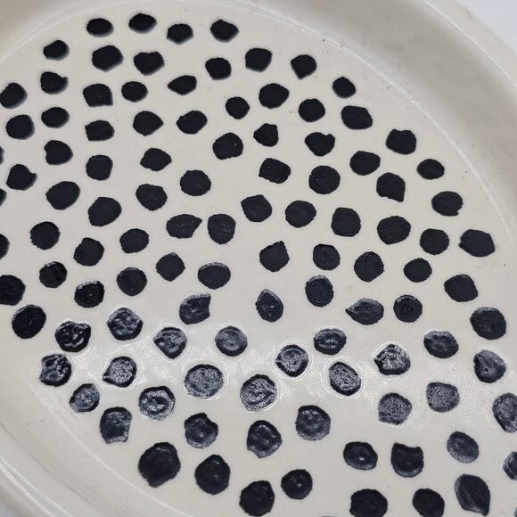 Thyme & Table Ceramic Spoon Rest Black Dot Contemporary Stoneware - Picture 3 of 7